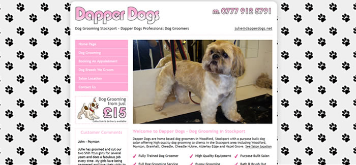 web design for dog grooming wilmslow